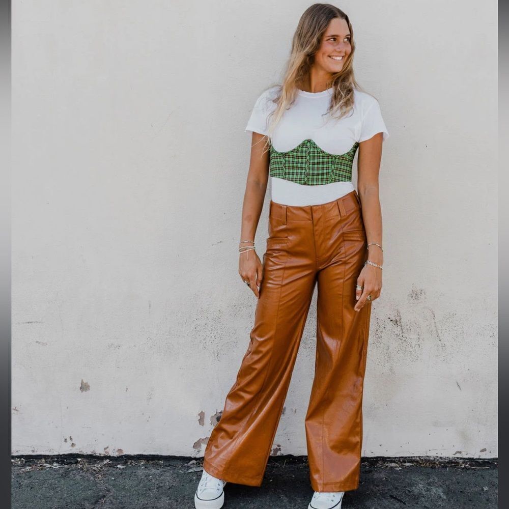 Free People Brown Star Crossed Lovers Straight Pants Size 10